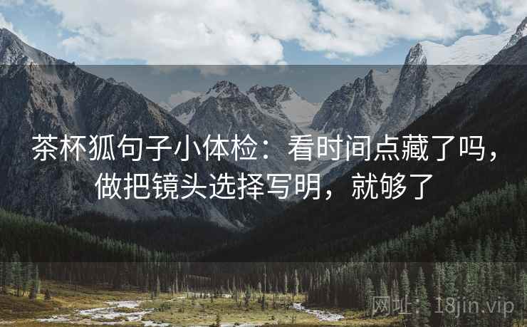 茶杯狐句子小体检：看时间点藏了吗，做把镜头选择写明，就够了