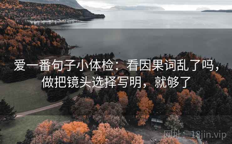 爱一番句子小体检:看因果词乱了吗,做把镜头选择写明,就够了 爱一番句子小体检:看因果词乱了吗,做把镜头选择写明,就够了